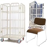 観音扉カゴ台車(ホワイト Aタイプ) スタッキングチェア 22脚セット 会議イス 会議椅子 ミーティングチェア パイプチェア パ イプイス パイプ椅子 (ブラウン)