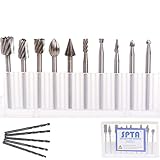 SPTA 高速度 工具 (HSS) ルータービット ルーター超硬彫刻ビット シャンク径：1/8" (3mm) DIY木工、彫刻、彫刻、掘削用 フィット Dremel (ドレメル）Proxxon ロータ