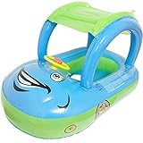 Inflatable Baby Float Seatボートビーチ車サンシェード水プールキャノピー(グリーン+ブルー)