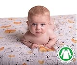 Set of 2 - 100% ORGANIC cotton GIANT muslin baby swaddle blankets - 47 x 47 - Funky Fox by Mowgli Jo