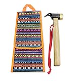 AQOGQOGA ペグハンマー 銅製 ヘッド 木製 鍛造 ハンドル 収納袋付き キャンプ アウトドア ハンマー