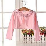 Candykids 子供 用 レース ボレロ コサージュ 付き キッズ フォーマル ドレス 発表会 入園式 結婚式 パーティー (120CM, ピンク)