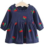 YY-Natuhi ベビー服 子供服 女の子 ワンピース キッズ ドレス 新生児 ボディースーツ ベビー 長袖 赤ちゃん 入学式 出産祝い 七五三 綿 花柄 ベビースーツ チェリー柄 (85cm, 2
