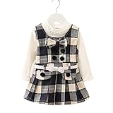 ワンピース こども ベビー服 女の子 ドレス ガールズ 2点セット 長袖 tシャツとドレス レース フリル チェック柄 リボン ベルト付き 可愛い おしゃれ フォーマル 通園 通学 入園式 発表会 結