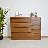 幅120cm 高さ90cm　120ローチェスト ４段 5段 日本製 国産 桐 桐無垢集成材 タンス 完成品 (ブラウン) AYU-3-132-BR