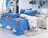 MeMoreCool Home Textile Cute Kids Students Bedding Set Cartoon Dinosaur Pattern Duvet Cover Boys and