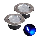 Poilee 2個セット ソーラー 充電式 ガーデンライト IP68防水 LEDライト 超高輝度 屋外照明 夜間自動点灯 地中埋込型ライト A098 (ブルー)