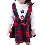 YY-Natuhi ベビー服 子供服 女の子 ワンピース シャツ トップス 二点セット キッズ服 チェックワンピース ブラウス 長袖 新生児 かわいい フオーマル 秋冬 入園式 発表会 結婚式 (80
