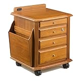 fam+/ファムプラス 天然木リビングワゴン(鍵・コンセント付き） ライトブラウン