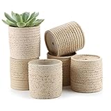 T4U 7CM 粘土 ミニ植木鉢 ストライブ円柱シェイプ 多肉植物 サボテン鉢 フラワーポット プランター容器　クリーム色 6個入り