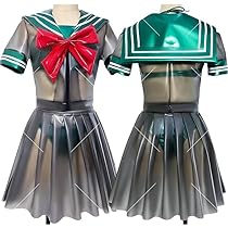 セーラー風トップス+プリーツスカート 白＆黒 超光沢 エナメル Amazon.co.jp: 【KYUUCOS】Z 白＆黒 超光沢 スケスケ 可愛い