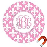 Fleur De Lisラウンドカーマグネット( Personalized ) 9" x 9" ピンク cp-rnd-mgnt-9+104963