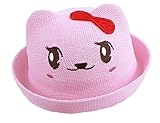 Ever Fairy 赤ちゃんを日差しから守る ベビー 用 麦わら帽子 くま 耳 付き 男女 兼用 帽子 男の子 女の子 (ピンクのピカチュウ)