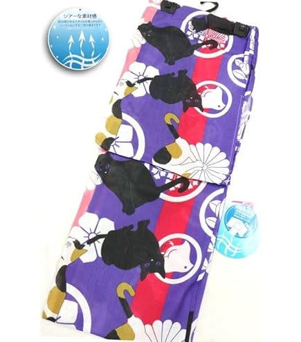 ■高級綿100％■黒白猫とストライプのモダン浴衣■ネコ柄 呉服店購入新品未使用 Amazon.co.jp: 高級綿100%黒白猫とストライプのモダン浴衣ネコ柄