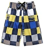キッズ・ジュニア水着 スクエア柄男の子用サーフパンツ sw1121 110cm ネイビー