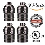 KINGSO 4 Pack E26 E27 Light Socket Screw Bulbs Metal Shell Medium Base Edison Retro Pendant Lamp Hol