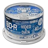 PREMIUM HIDISC BD-R 抗菌メディア 録画/データ用 6倍速 25GB ホワイトワイドプリンタブル スピンドルケース 40枚 HDBR130RP40NBA