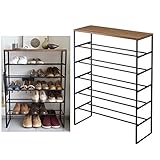 タワー シューズラック 天板付き tower 6段20足収納可能 くつ箱 下駄箱 シューズケース シューズボックス ブラック 山崎実業