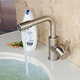 Hiendure 9.3" Contemporary Rotatable Brass Kitchen Faucet Nickel Brushed Finish Bathroom Sink Tap Mi