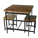 鉄脚 ダイニングセット ”GRAIN（グレイン）” テーブル 高さ 75センチ チェア　2脚 3点セット 鉄フレーム ヴィンテージ ブルックリン インダストリアル おしゃれ 木