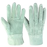 LUQI (ミドリキ) 手袋 グローブ A級 牛本革 作業用 オイル手袋 グリーン 10双組 背縫 補強式 リガー(M)