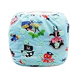 Sasairy 可調整赤ちゃん用水着 再利用可能 ポリエステルベビー水遊びパンツ　嬰児水泳トランク　防水赤ん坊スイミングパンツ　デジタル印刷海底シリーズ　男女兼用　海賊船長