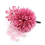 髪飾り 和装 浴衣 クリップ ピンク 揺れ飾り付きふんわりダリア 5色 花