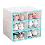 シューズボックス 透明クリアーケース 男性・女性 【靴箱/収納】【6箱入り/12箱入り】 (6箱ブルー)