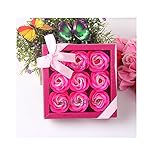 Homefunny 9PCS レッドソープフラワー ギフト ボックス 石鹸の花 造花 プレゼント 誕生日 母の日 などに 全3色 (ピンク)