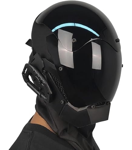 Amazon.co.jp: ホワイトサイバーパンクマスクヘルメット LED発光 近