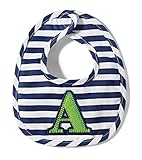 Mud Pie Baby Boy Striped Bib Monogrammed with Initial A by Mud Pie