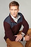 Tailor Vintage Quilted DFニットMock Neck Sweatshirt ( Navy Heather / Raspberry Fudge Heather ) 9549509-
