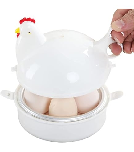 Amazon | FGAJKG ゆでたまご器 にわとり柄 4個用 電子レンジ用 卵