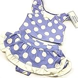 ベビー水着/セパレート水着/スイムウェア【80】裾フリル /ドット柄/パープル/紫/プール/保育園/夏/海/新品