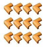 Jolieer 超弾力 コーナークッション ケガ防止 両面テープ付き コーナーガード 赤ちゃん ガード ー 12パック (L型厚手（角）, 木の色)