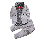 Baby Boyスーツ、Laimeng Gentry服セットフォーマルパーティー洗礼式ウェディングタキシードBow Suit 80 グレー Laimeng