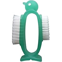 アズマ工業 ネイルケアペンギン グリーン 爪・手洗い用ブラシ かためとやわらかめの2種類のブラシ付 立てて収納できる 全長10cm 日本製 AZ950G