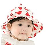 CXYP　 女ベビー 　ガールズ　キッズ 　夏帽子 ストローハット　太陽帽　 カワイイ　アウトドアハット 紫外線 　UVカット　通気性　ガールズ　7種類 (46-48cm, レッド)
