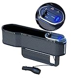 TOKOSIOカーギャップボックス 車用収納ポケット 運転席と助手席の間サイド収納ボックス 隙間ポケット すき間ポケット 2本の伸び縮み充電線（Apple+Android+Type-C） USB充電口2つ 収納 落下防止 運転席と助手席汎用 スマホ充電 便利グッズ カー用品