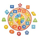 Happytime 時計パズル 木製の玩具 カラフルな数字の積み木 数字や時間や色や図形についての認識 子ども キッズ用 おもちゃ 知育玩具