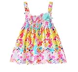 Huaer & Baby Girlsノースリーブカラフルフラワー夏ドレス US サイズ: 12-18months