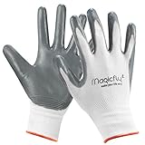 Magicfly ニトリル背抜き手袋 ガーデングローブ　（5双入）　ホワイト×グレー L/S　2サイズ