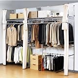 ツッパリ クローゼット ハンガー ラック　(奥行53cm)　【スーパーワイド 】 (アイボリー)