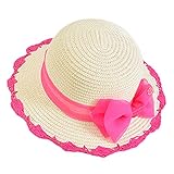 【SEBLES】ベビー 赤ちゃん 帽子 ハット ベイビー つば リボン 女の子 可愛い UV 紫外線カット 顎ゴム 春 夏 秋 リゾート お出かけ(タイプD,4-8歳)