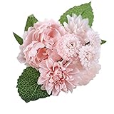 POTOJP 造花 手作り 造花 牡丹 紫陽花 ブーケ 枯れないお花 本物みたい 工芸 高級 贈り 壁掛け 結婚式 誕生会 二次会 お祝い 花束プレゼント インテリア 华道 (ピンク)
