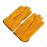 Joyutoy Welding Gloves Lined Leather, Yellow - Heat Resistant Glove With Kevlar Stitching Leather Gl