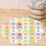 vroselvカスタムcarpethome Decor Cartoon Cute Owlsマルチカラー楽しい動物Love ChildrensアートNursery Play鳥印刷寝室リビングルーム寮装飾