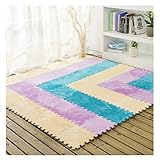 Ailierジョイントマット 絨毛付き EVAマット ノンホルムアルデヒド フロア プレイ クッション マット サイドパーツ付き 大判 30×30cm 断熱 快適 子供部屋 (8枚セット, スカイブル