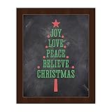 この世の喜びクリスマスツリー – Joy Love Peace Believe chalkboard-look inグリーン&レッド壁アートプリント 20x24 IXM0000015FRM20X24S