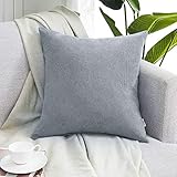 Topfinel クッションカバー リネンっぽい 60×60cm 北欧 おしゃれ 綿麻 無地 ソファ背当て 装飾枕カバー 座布団カバー グレー 1枚（全10色）